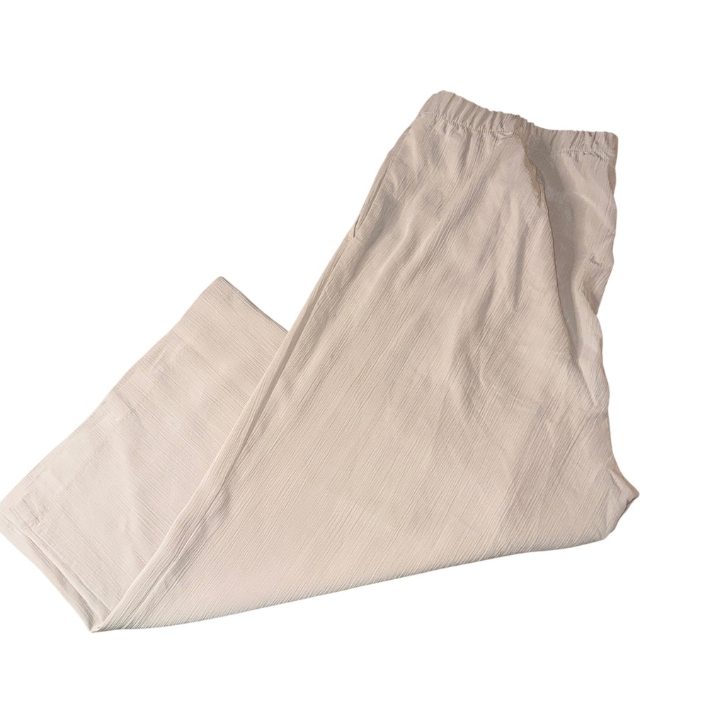 Pure Jill Pants XL Beige tan Sand-Washed Tencel Modal Wide‎ Leg crop